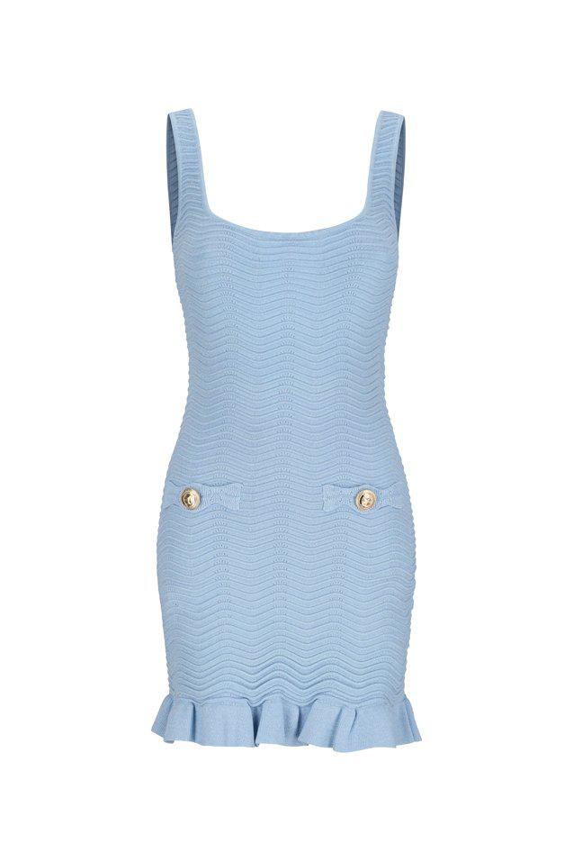 retrofête Retrofete Loulou Ruffle Hem Knitted Dress