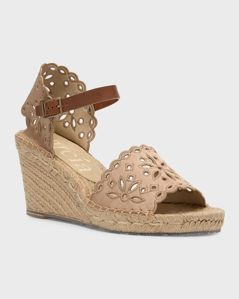 Pedro Garcia Orito Satin Eyelet Wedge Espadrilles 3