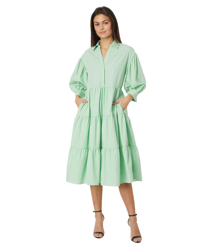 English Factory V-neckline Puff Sleeve Midi Dress