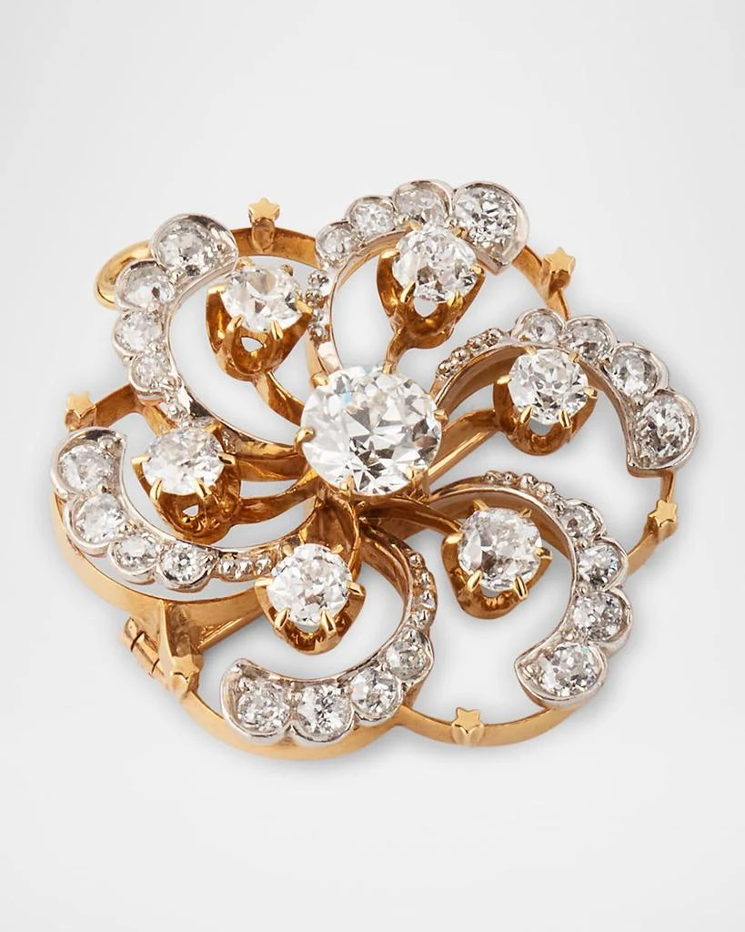 NM Estate Estate Platinum and 18K Yellow Gold Diamond Edwardian Scroll Pin Pendant 3