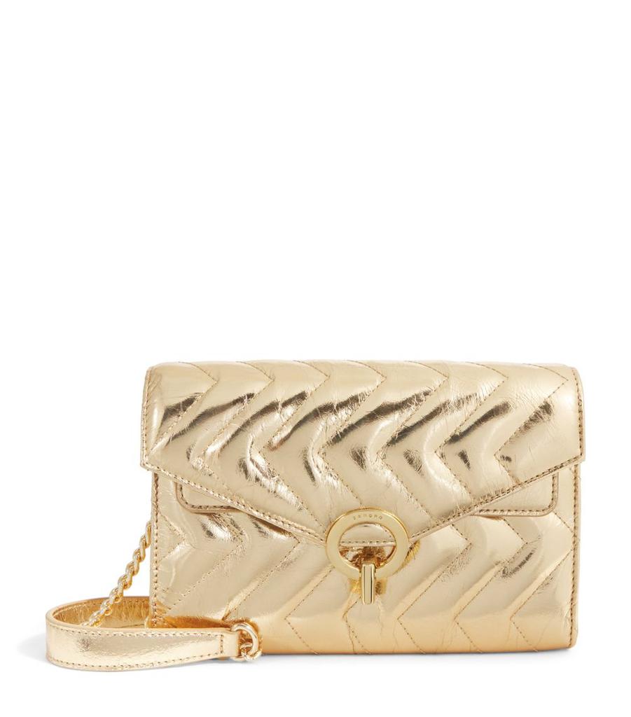 SANDRO Quilted Leather Yza Clutch Bag