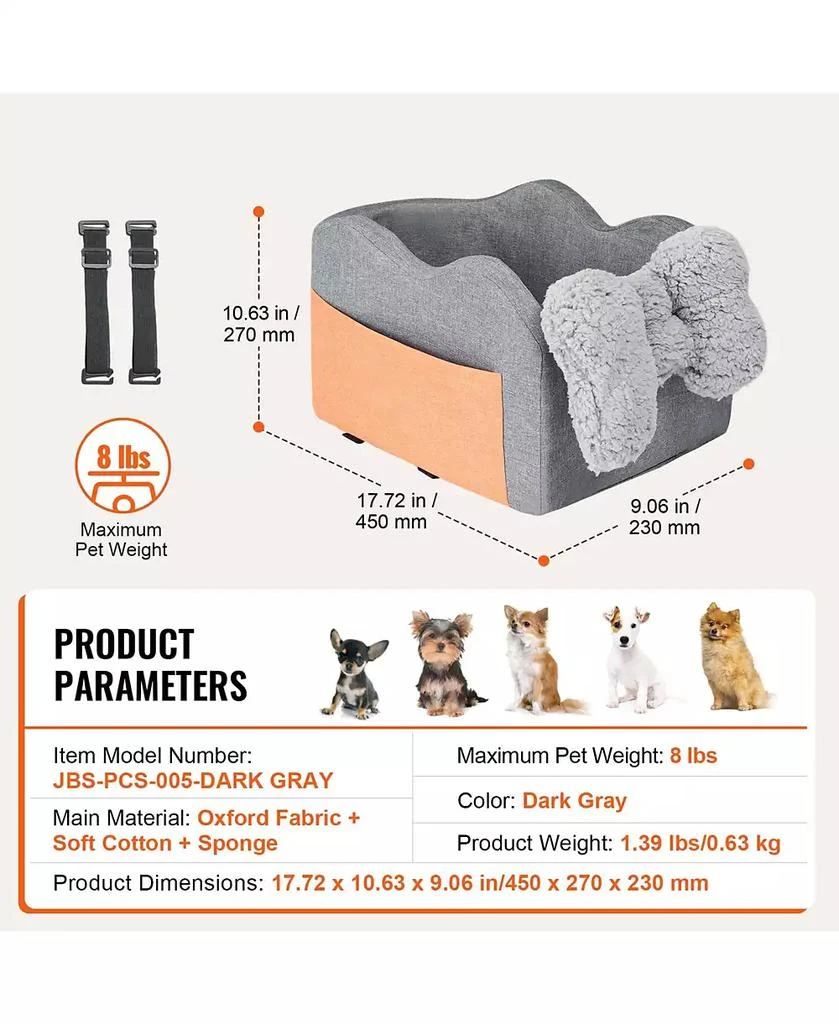 AOSTIRMOTOR Travel Companion Dog Car Seat - Secure Center Console Booster for Small Breeds 7