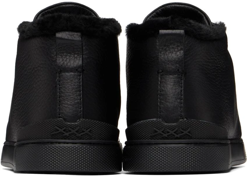 Zegna Black Triple Stitch Sneaker 2