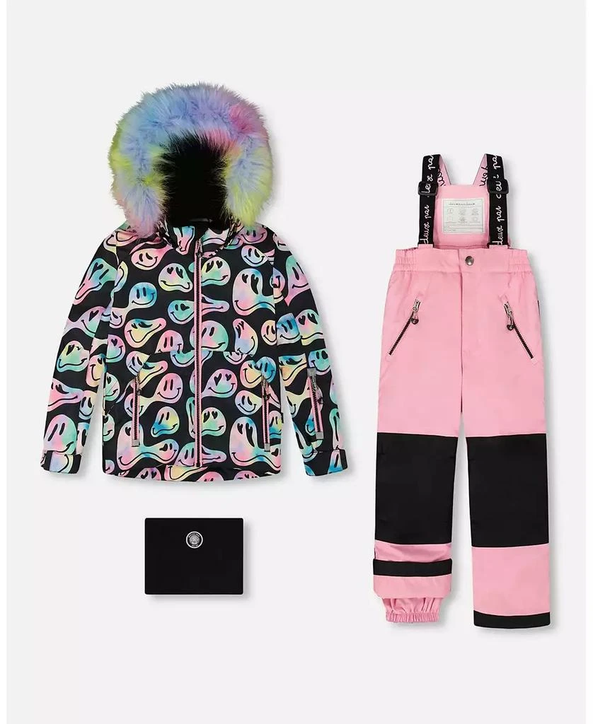 Deux par Deux Girl Two-Piece Play Snowsuit with Printed Jacket Pink - Toddler|Child