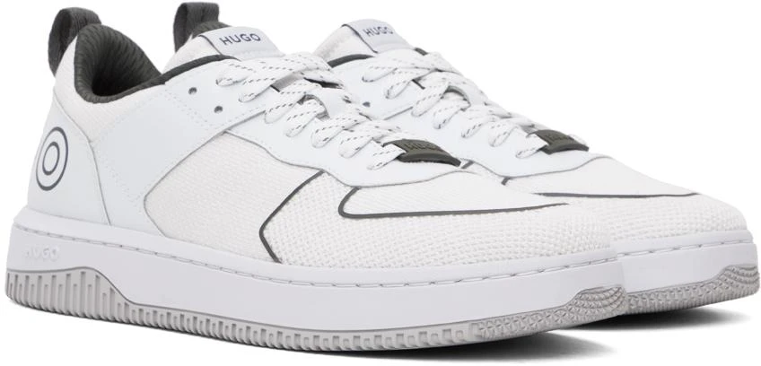 Hugo Boss Off-White Mixed-Material Sneakers 4