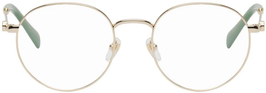 Gucci Gold Mini Running Round Metal Glasses 1