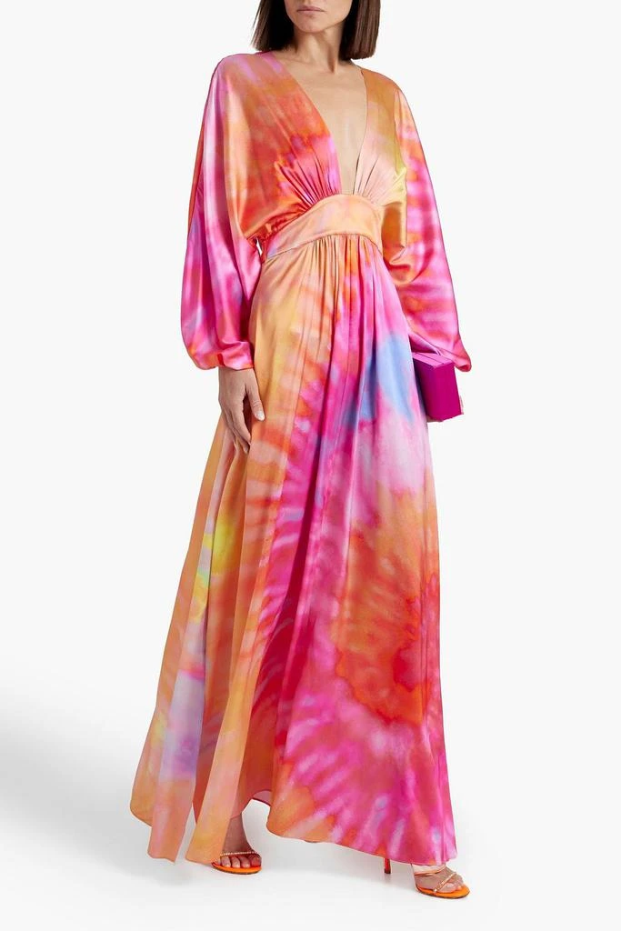 retrofête Lila tie-dyed stretch-silk satin maxi dress 2