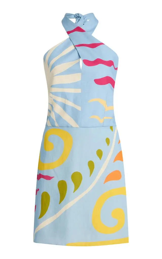 Cala de la Cruz Cala de la Cruz - Exclusive Veneta Twisted Linen Mini Dress - Blue - XS - Moda Operandi 1