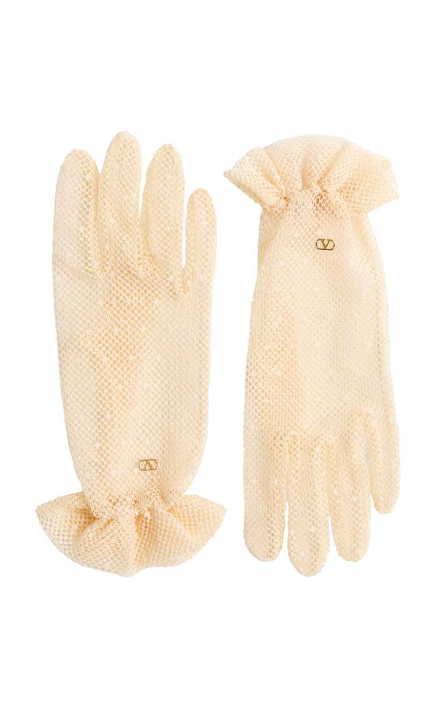 Valentino Valentino Garavani - Vlogo Cotton-Blend Tulle Gloves - Neutral - 8 - Moda Operandi