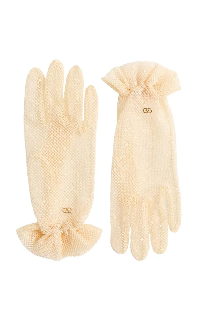 Valentino Valentino Garavani - Vlogo Cotton-Blend Tulle Gloves - Neutral - 8 - Moda Operandi 1
