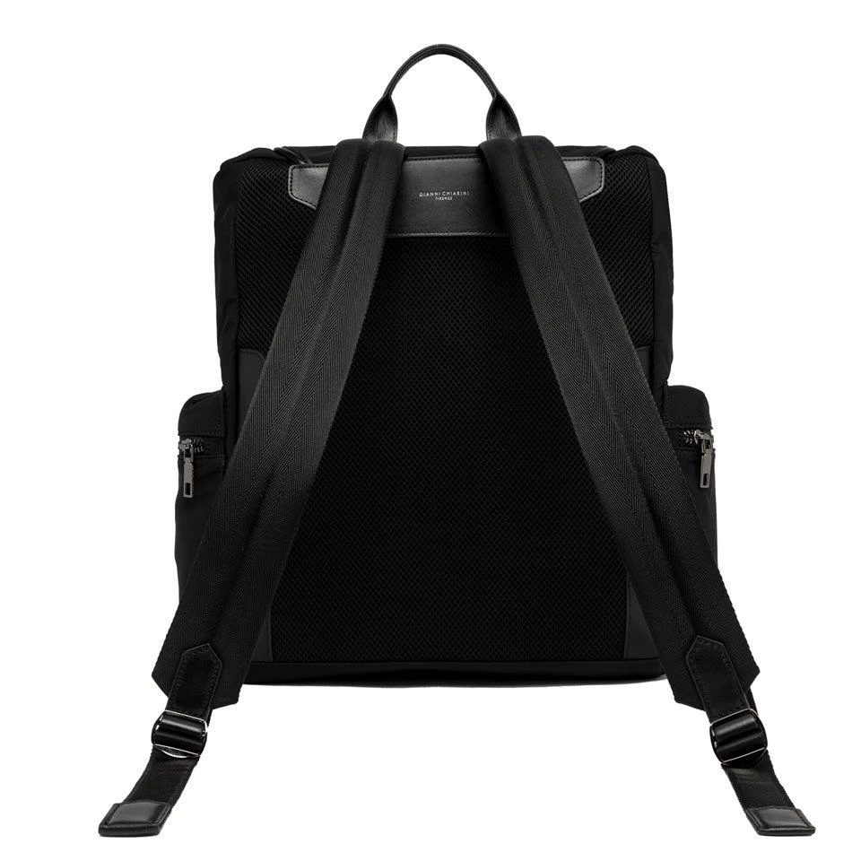 GIANNI CHIARINI Black Leather Backpack with Flap Closure 3