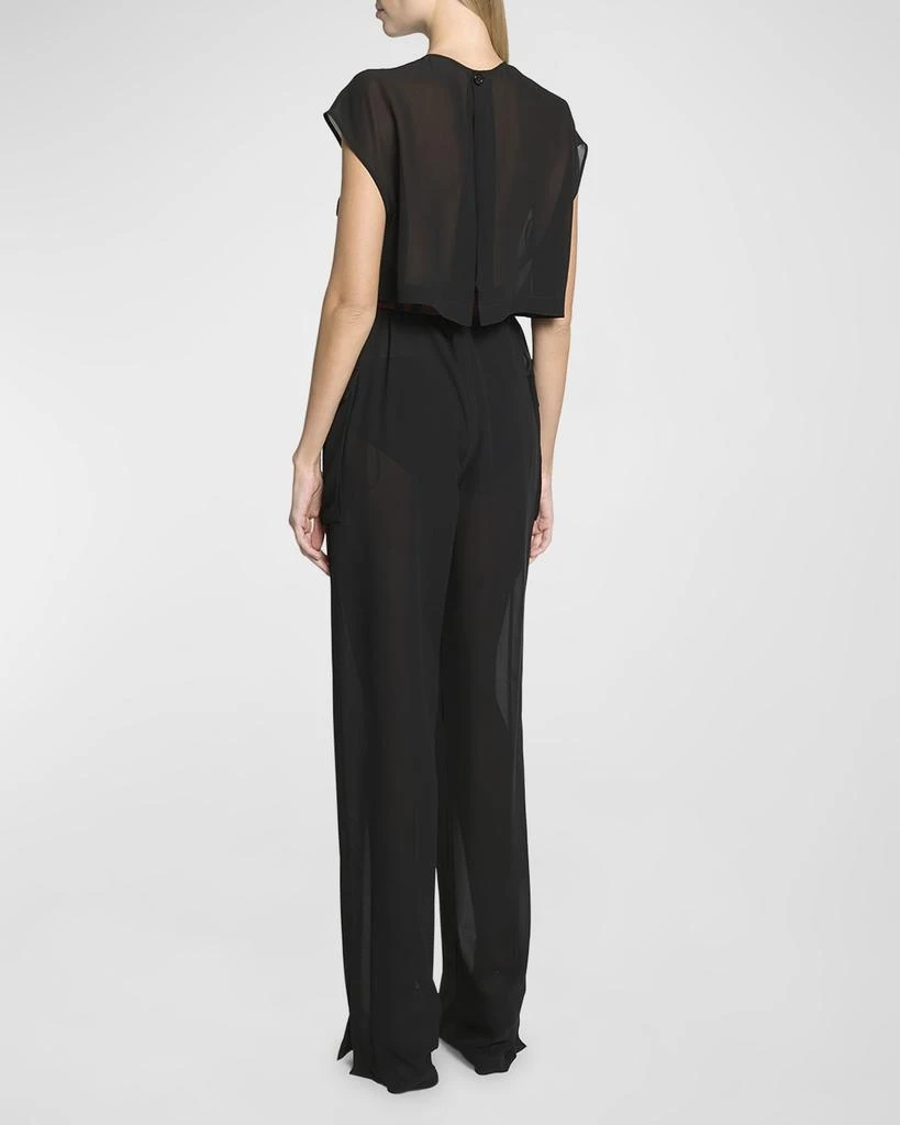 Yves Saint Laurent Combinaison Sleeveless Belted Silk Chiffon Utility Jumpsuit 3