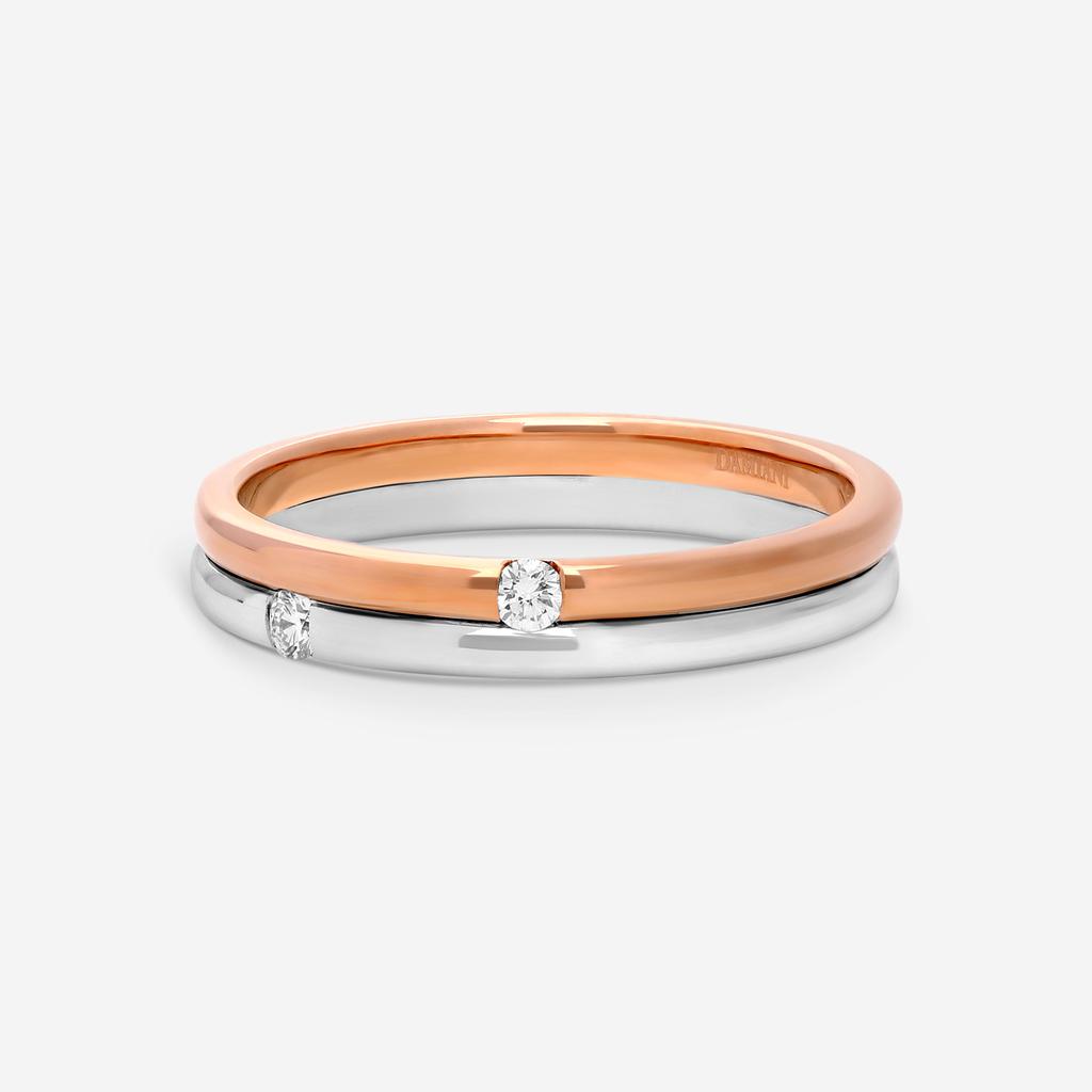 Damiani Damiani 18K Rose Gold and 18K White Gold, Diamond Band Ring Sz 7 20048877