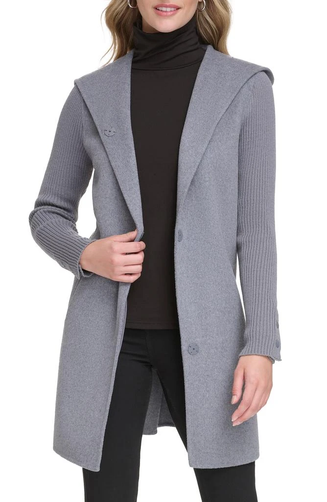 Kenneth Cole Double Face Wool Blend Hooded Coat 1