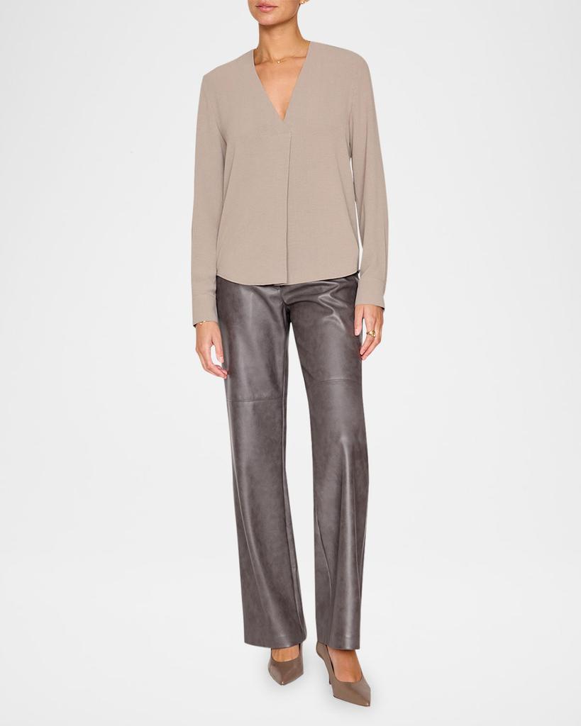 Brochu Walker Elena Pleated V-Neck Blouse