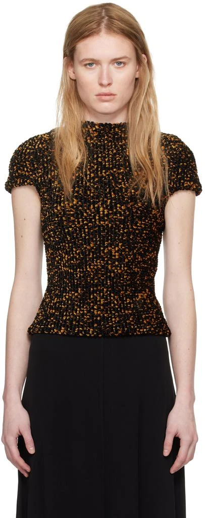 Totême Black & Orange Smocked T-Shirt 1