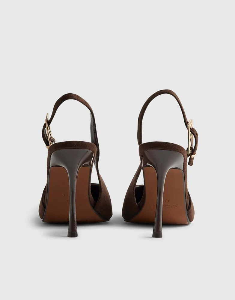 River Island River Island Faux suede sling back court heels in brown - dark 4