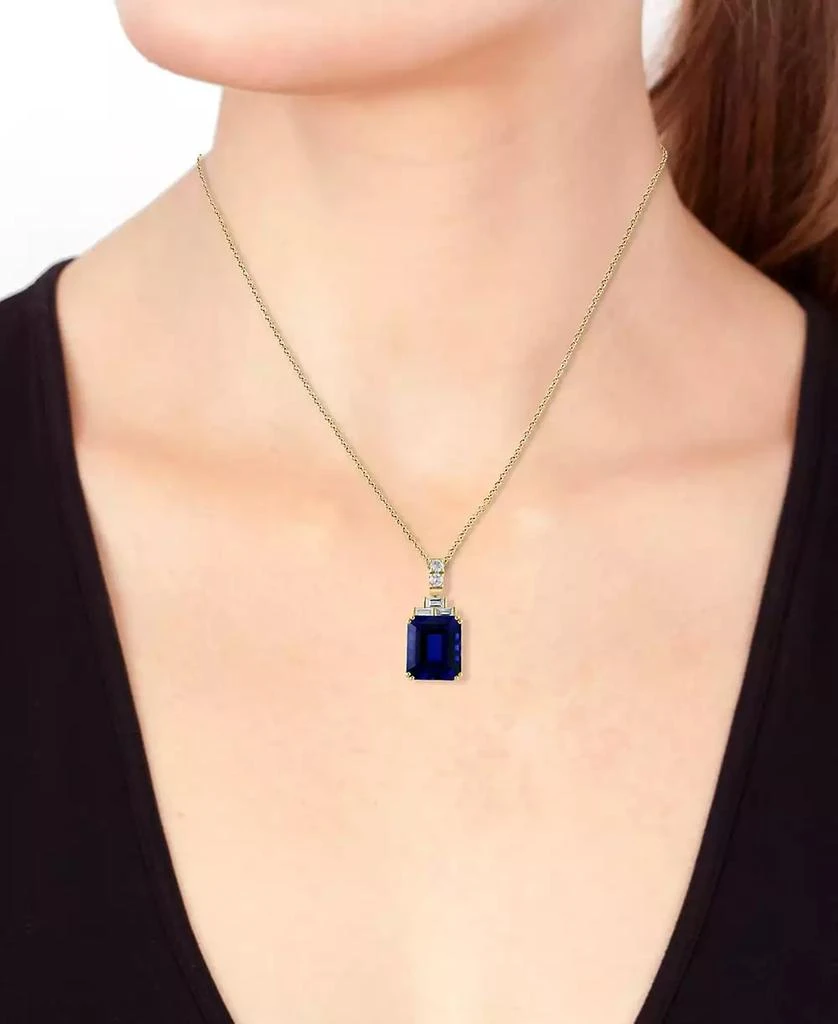 EFFY Collection EFFY® Lab Grown Sapphire (10 ct. t.w.) & Lab Grown Diamond (1/2 ct. t.w.) 18" Pendant Necklace in 14k Gold 2