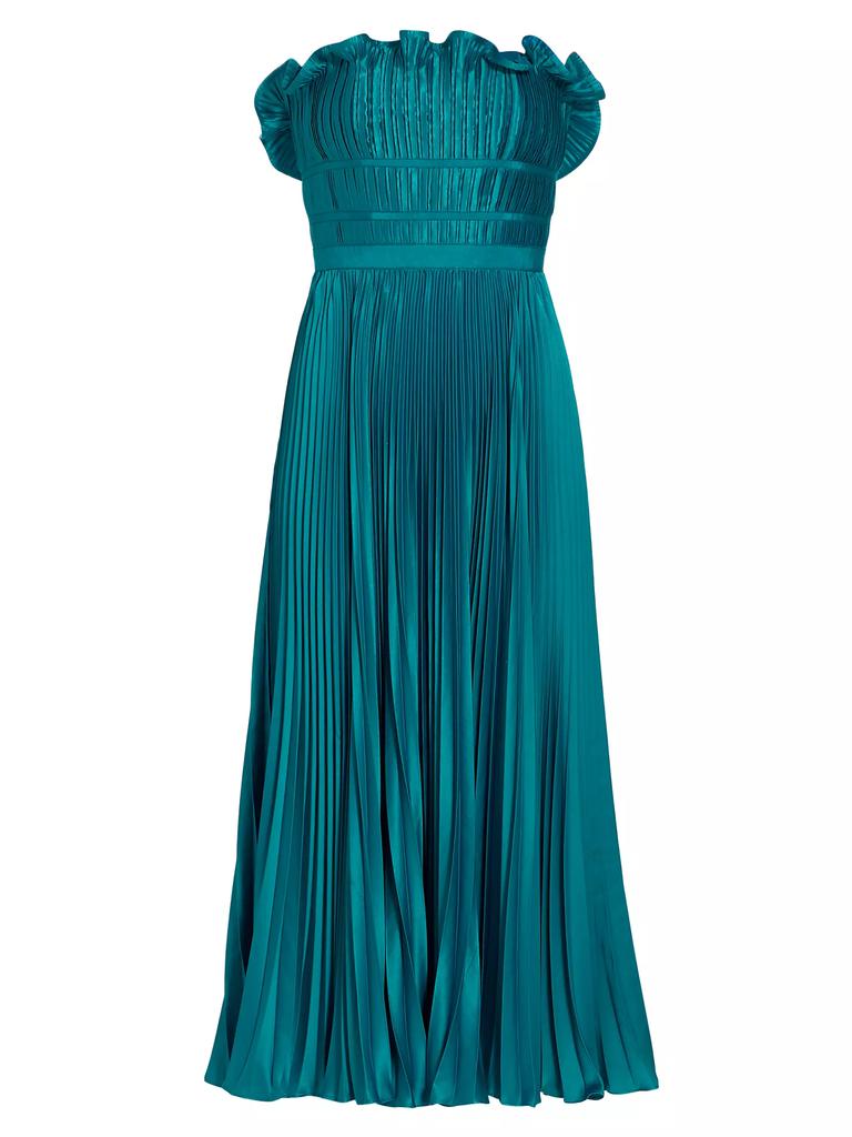 Amur Giada Strapless Pleated Satin Dress