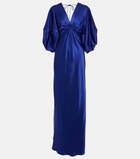 STELLA MCCARTNEY ワンピース Deep V-neck satin maxi 772265 Deep V-neck satin maxi dress in green - Stella Mc Cartney