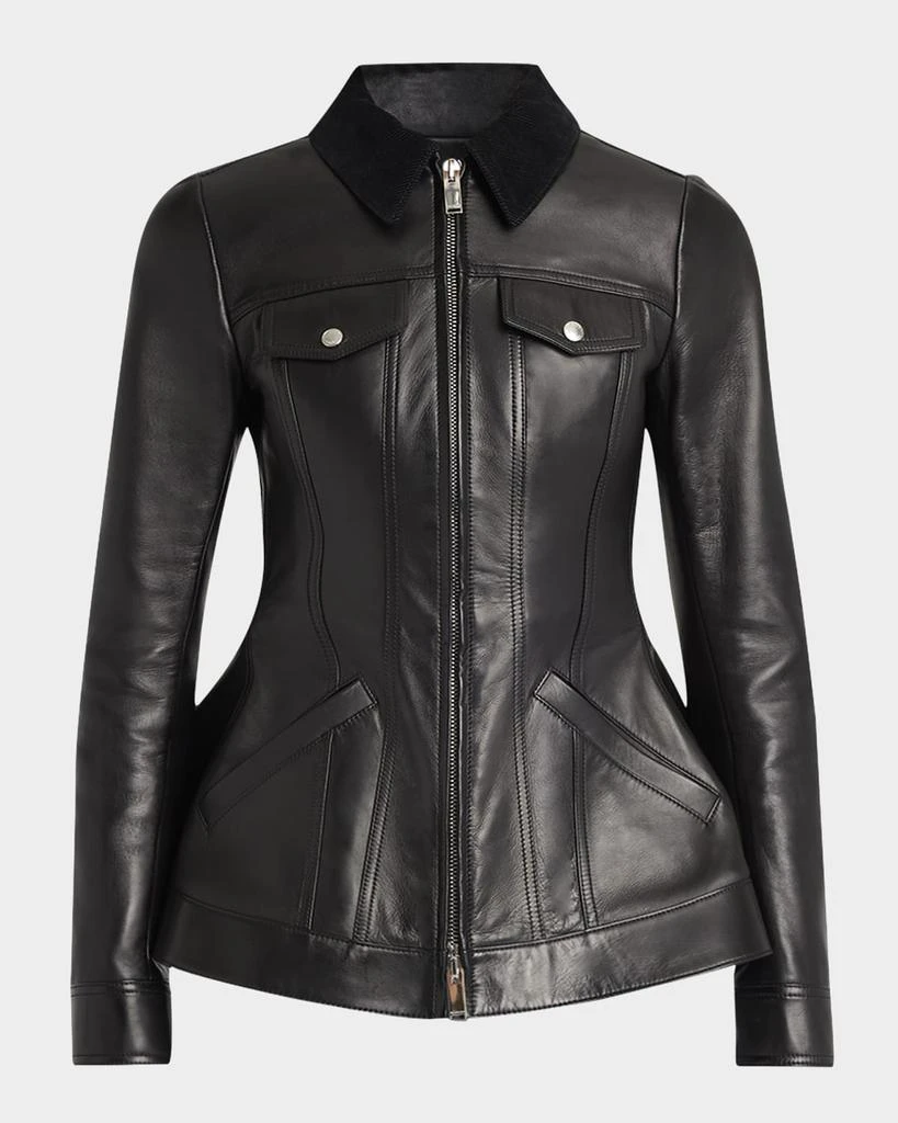 Alexander McQueen Leather Bird Peplum Jacket 1