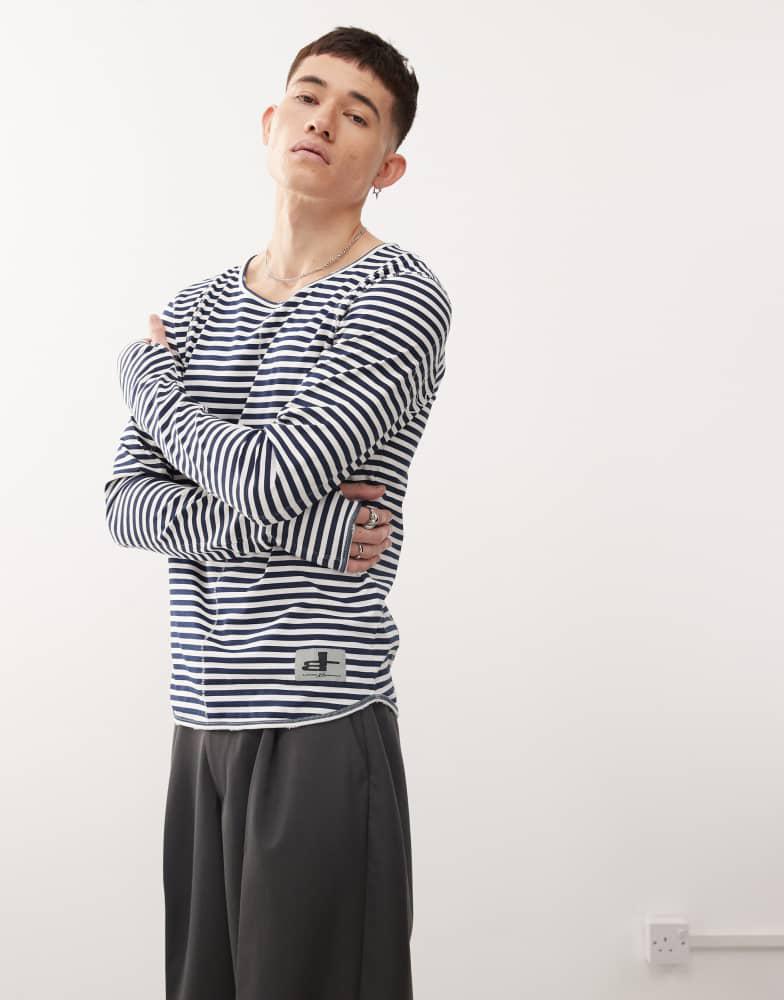 Cheap Monday Cheap Monday x Landon Barker long sleeve t-shirt with back print in black and white stripe