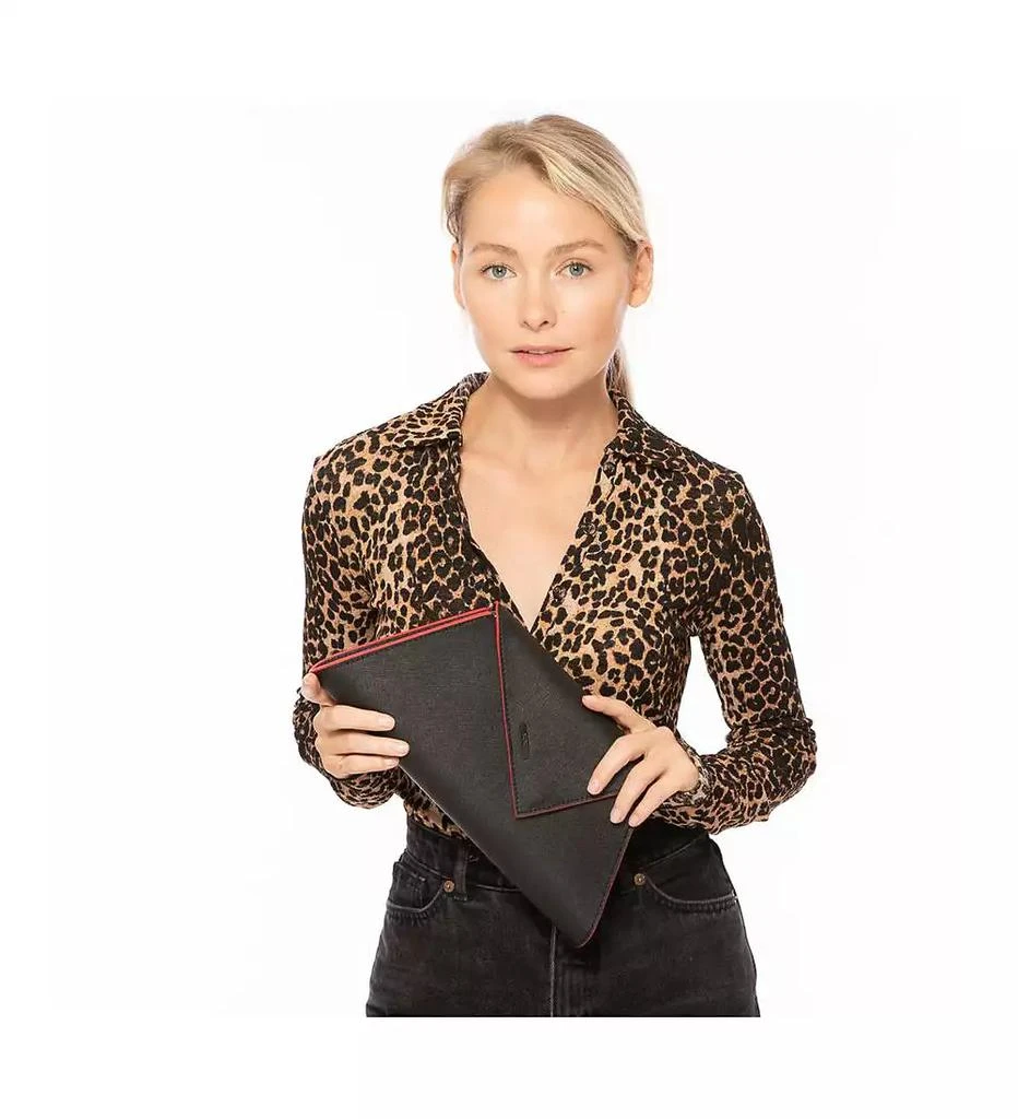 SUSU Black Leather Clutch Bag Unique Evening Purse Women's Handbag 6