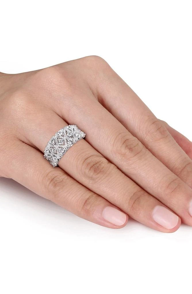 DELMAR Sterling Silver Lab Created White Sapphire Milgrain Ring 3