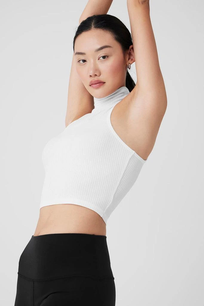 Alo Ribbed Sea Coast Cropped Turtleneck Tank - Lilac Blue 5
