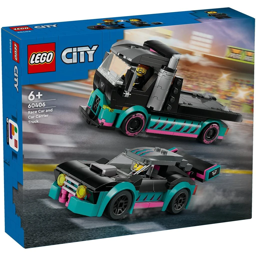 undefined LEGO City Race Car and Car Carrier Truck Building Toys 60406 1