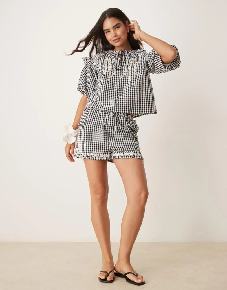 neon rose gingham dress Gingham Tiered Maxi Dress