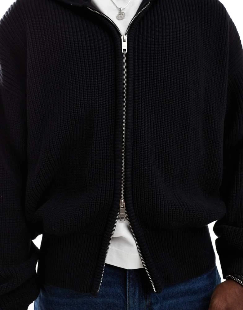 Weekday Weekday oversized knitted hoodie in black 3