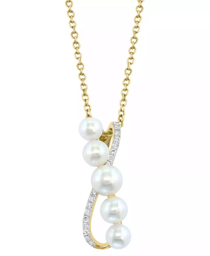 Effy EFFY® Cultured Freshwater Pearl (3-1/2-5mm) & Diamond (1/20 ct. t.w.) Crossover Pendant Necklace in 14k Gold, 18" + 1" extender 3