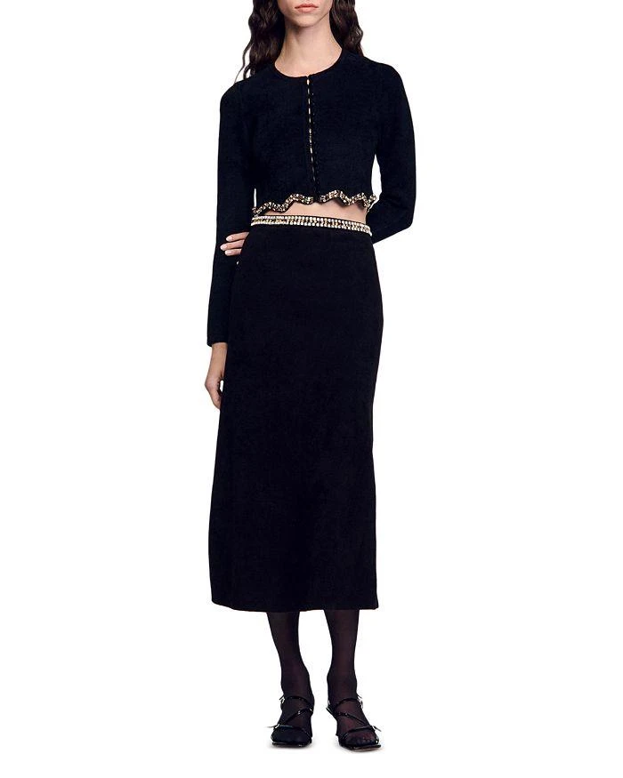 Sandro Jendal Embellished Scalloped Crop Cardigan 2