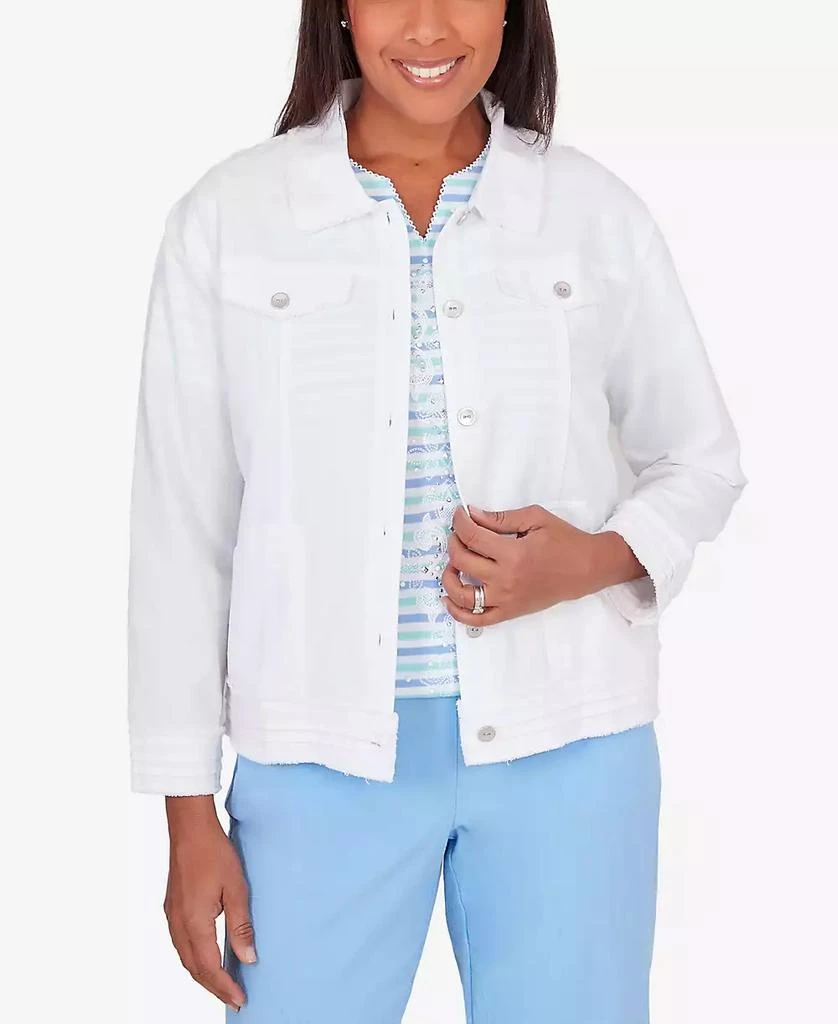 Alfred Dunner Women's Hyannisport Long Sleeve Fringe Detail Jacket 1