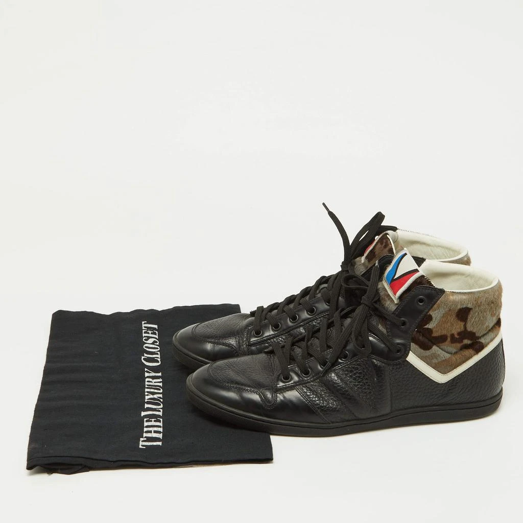 Louis Vuitton Louis Vuitton Black Leather and Calfhair Trainer High Top Sneakers Size 43 9