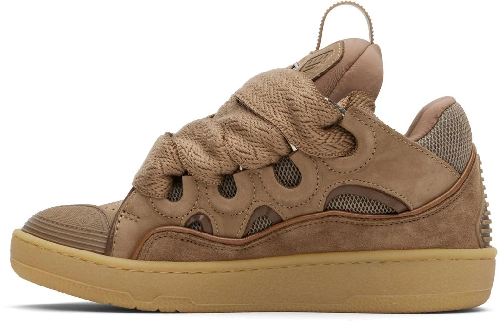 Lanvin SSENSE Exclusive Brown Leather Curb Sneakers 3