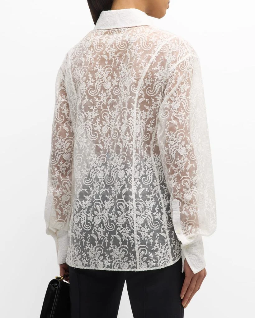 ADEAM Margot Floral Sheer Button Down Shirt 6