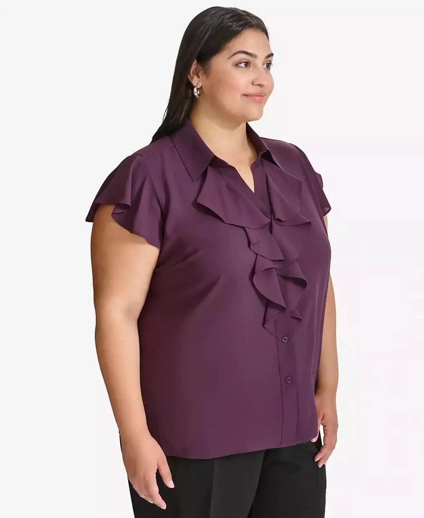 Calvin Klein Plus Size Ruffled Cap-Sleeve Blouse 3