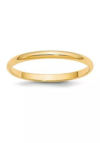 Belk & Co. Co. Womens 14K Yellow Gold 2 Millimeter Lightweight Half Round Band