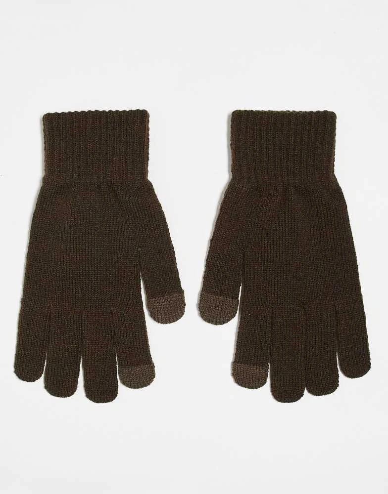 ASOS ASOS DESIGN touchscreen gloves in brown 3