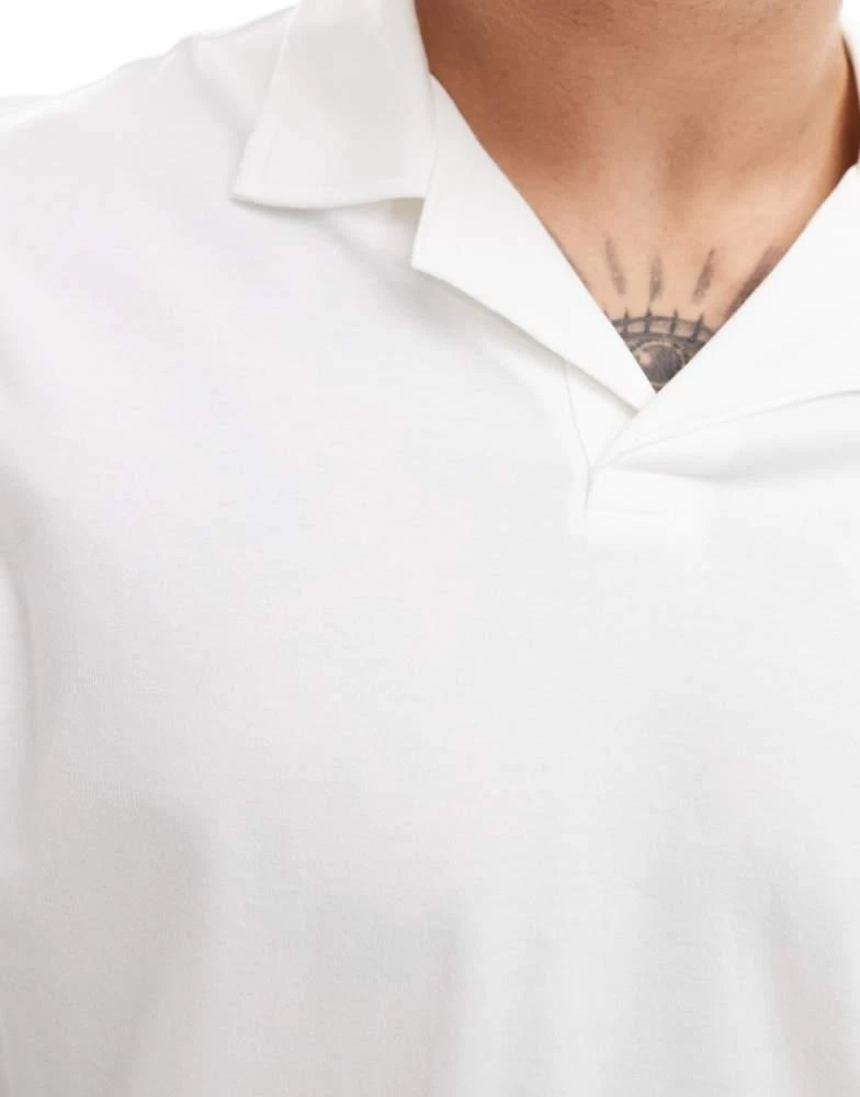 Jack & Jones Jack & Jones Premium jersey revere collar polo in white 3
