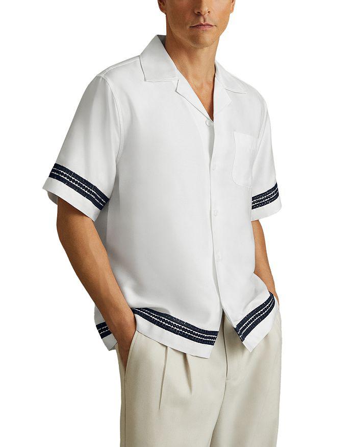 REISS Sharday Embroidered Regular Fit Camp Shirt