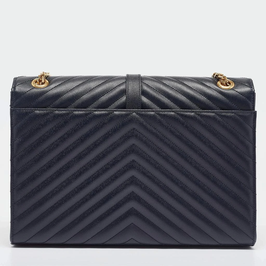 Yves Saint Laurent Saint Laurent Navy Blue Matelassé Leather Large Monogram Shoulder Bag 4