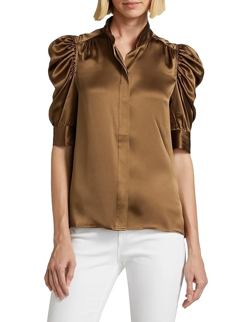 FRAME Gillian Ruched Silk Top 3