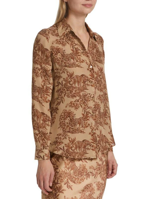 L'Agence Nina Safari-Print Silk Blouse 3