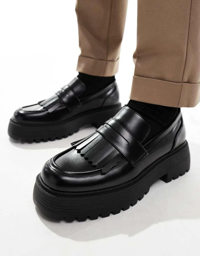 ASOS ASOS DESIGN chunky loafers in black with fringe 1