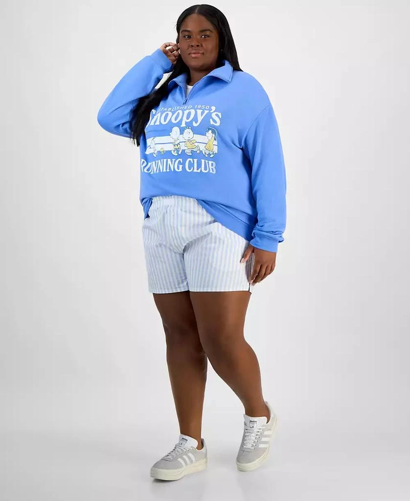Love Tribe Trendy Plus Size Snoopy Running Club Half-Zip Sweatshirt 1