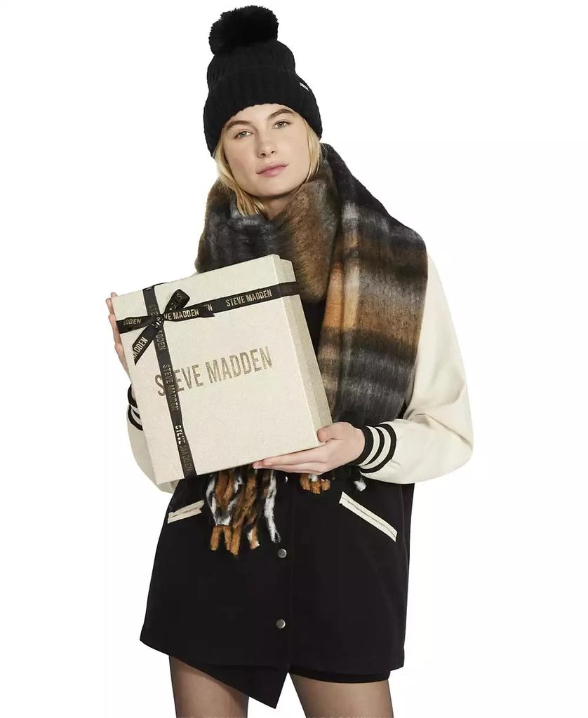 Steve Madden Women's 2-Pc. Pom Beanie & Scarf Boxed Gift Set 2