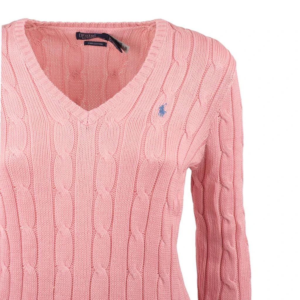 Ralph Lauren Ralph Lauren Pink V-Neck Braided Cotton Sweater 3